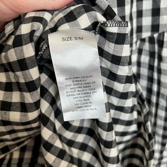 House Of Lacuna Gingham Cotton Yarn Dyed Blouse S/M Loose Fit Balloon Sleeve - Picture 4 of 4